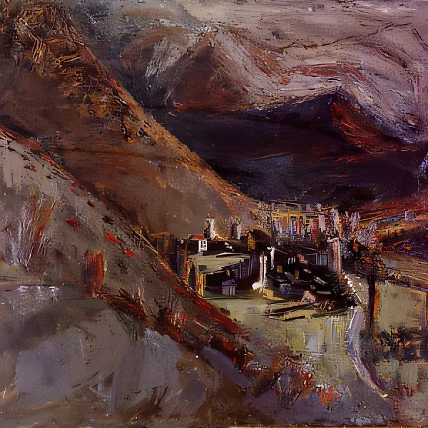 October in Svaneti, 1982, canvas, oil, 60x80. Private collection. Ravenna. Italy