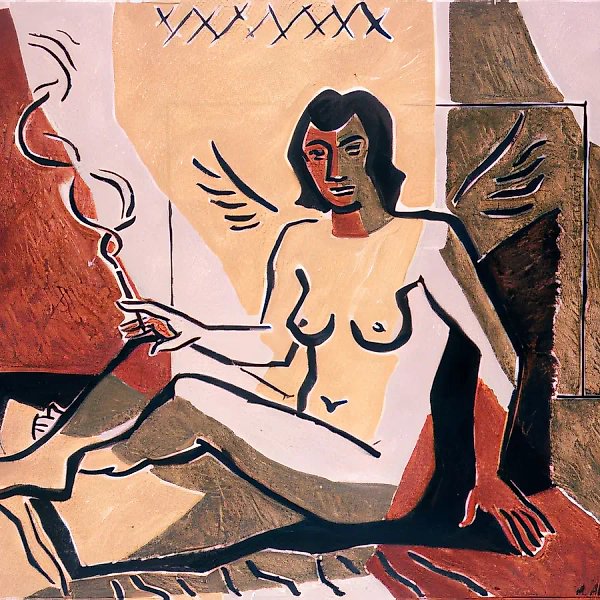 Обнаженная с сигаретой, 1992, холст, масло, 75х100 Собственность автора