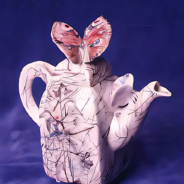 Чайник с бабочками, 1994, фарфор, 15х15х7 Собственность автора