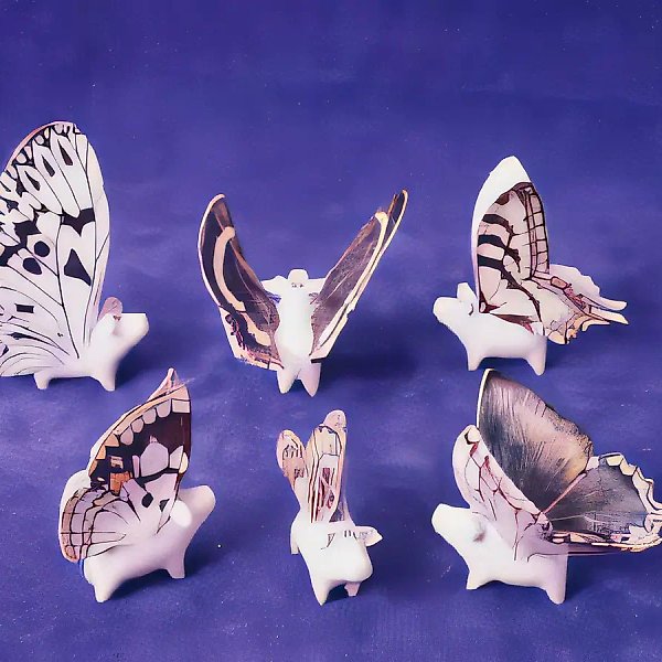 Свинки с крыльями бабочки (6 наименований), 1994, фарфор, 7х6х2,5...10х8х2,5 Собственность автора