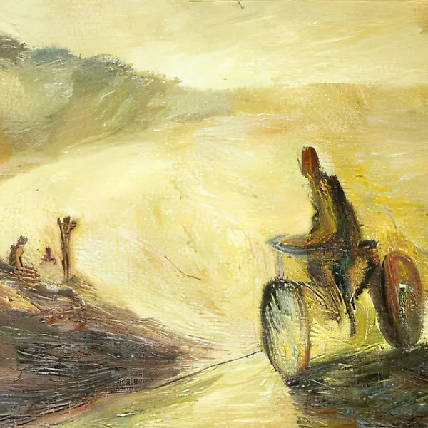 Велосипедист, 1976, холст, масло, 45х80 Собственность автора