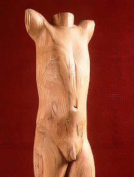 Мужской торс, 1990, дерево, 110х35х30 Собственность автора