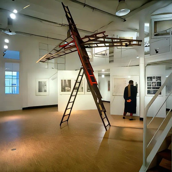 Composition of Stairs. No.1, 1990, Wood, H=500 cm Fondation pour L’Architecture, Brussels, Belgium