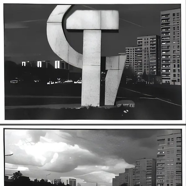 Москва. Из проекта "Исследование советского монументального искусства" (1988-95), 1994, Ч/Б фотография (диптих), 30 х 40 см каждая Собственность автора