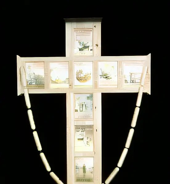 Иксисос, 1991, Дерево, стекло, 225х165х25 см Собственность автора