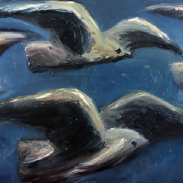 飞翔，1987年，布面油画，150×200厘米，奥廖尔美术馆，奥廖尔