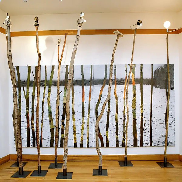 庞贝末日，1991年，布面、油画、炭笔、木材、金属，200×400厘米，作者自藏
