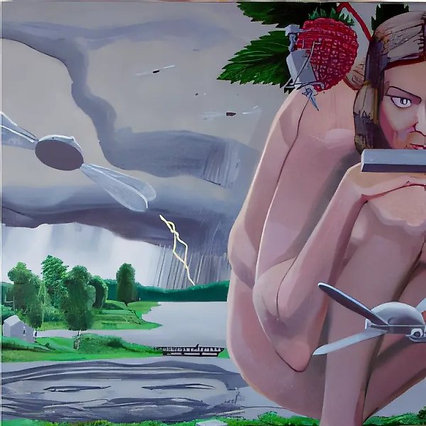 《列宁与机器人》系列。风暴即将来临,2003年,布面油画。