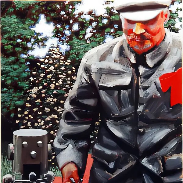 来自“列宁与机器人”系列。《散步》,2003年,布面油画。