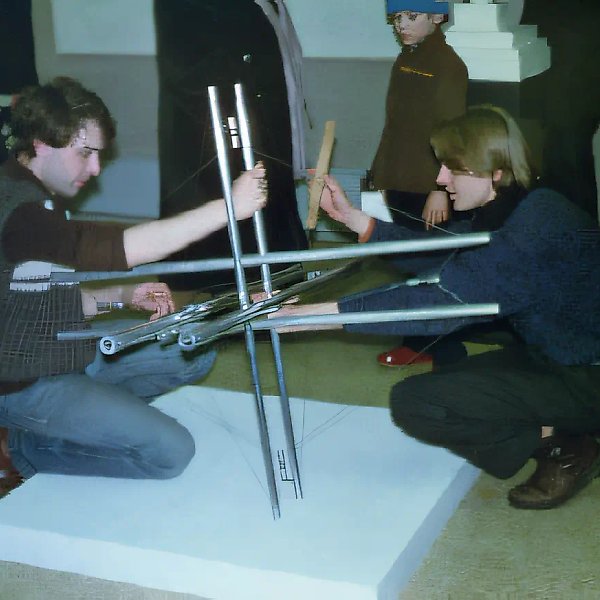 Constructive Musical Instrument, 1981, duralumin, strings, 100x110x90 cm. Author`s property