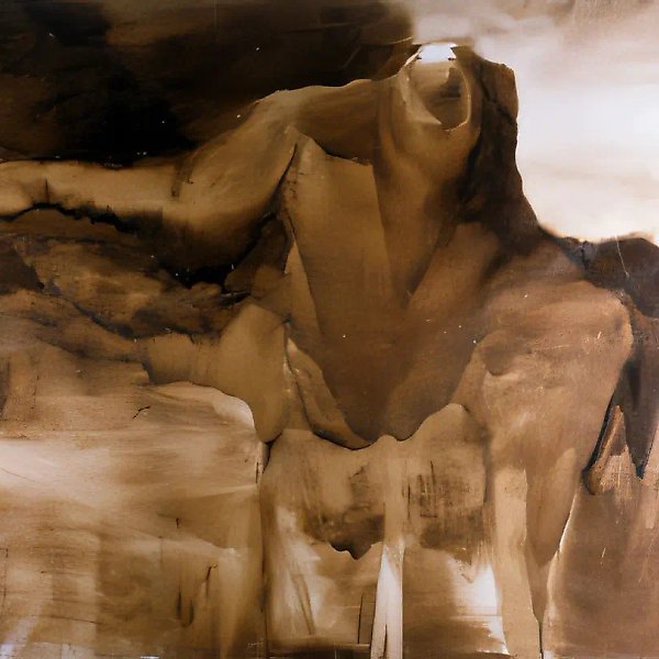 Пробуждение, 1988, Холст, битумный лак, масло, 200х300 см Собственность автора. Похищена в 1989 году с выставки "Russian Mind" Элизабет Сарой Глюкштайн в г.Грац