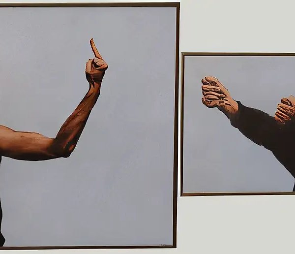 Russian-German Dialogue. Diptych, 1993, Acrylic on cardboard, 150x200 cm, 70x110 cm Berlin National Gallery, Germany