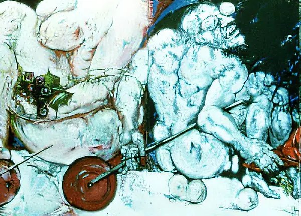 四季,1989年,布面油画,150×400厘米,作者自藏