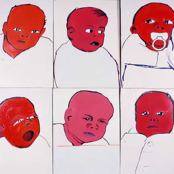Ребенок, 1995, Холст, масло, (100х80 см)х10 Собственность автора