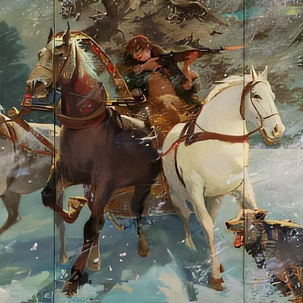 Птица-тройка (совместно с А.Виноградовым), 1995, Холст, масло, 250 х 450 см Собственность авторов