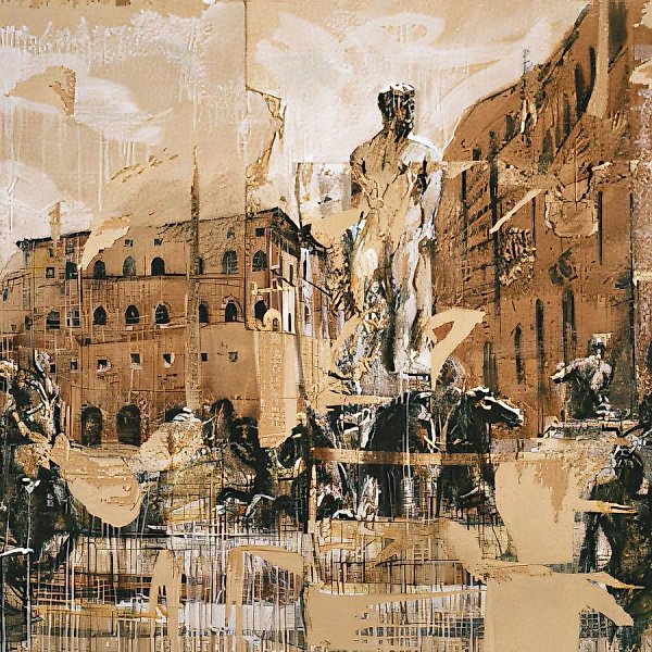 Фонтан во Флоренции, 1997, Гофрокартон, темпера, 250х320