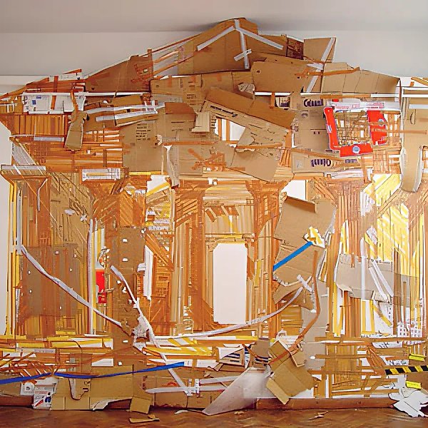 Храм, 2002, Картон, скотч на стене, 450х600