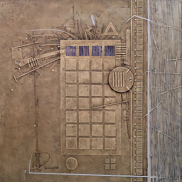 Генная полиграфия, 1996, смешанная техника, фанера, 80х80х1 Собственность автора