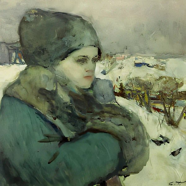 Зимой, 1911, бумага, акварель, 41х45,5