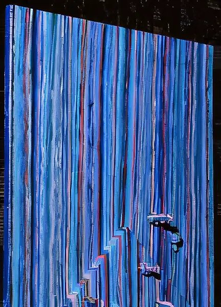 Шахматы под дождем, 1996, холст, масло, коллаж, 100 х 50