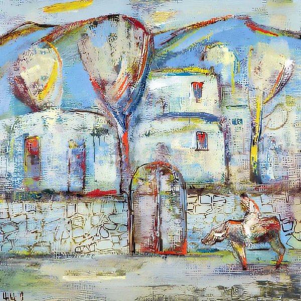 蓝色主题，1995年，布面油画，75 x 75 厘米 作者自藏