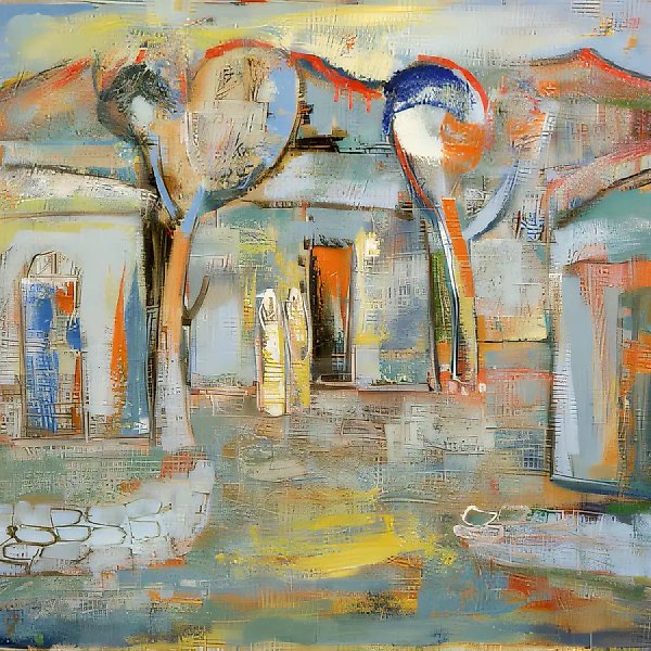 老村庄，1995年，布面油画，70 x 80 厘米，挪威私人收藏