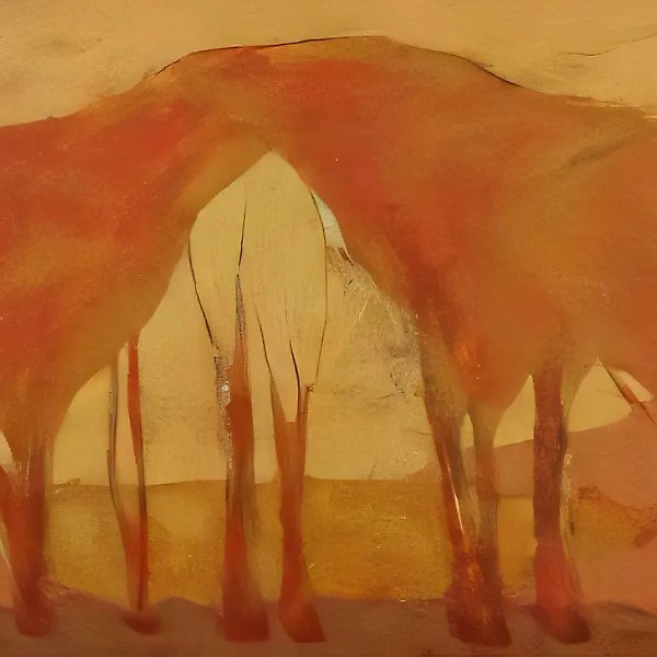 Пейзаж с красными деревьями, 1996, масло на холсте, 75x130