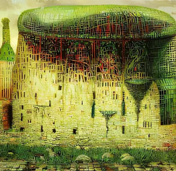 Покинутый город, 1996, масло на холсте, 50x100