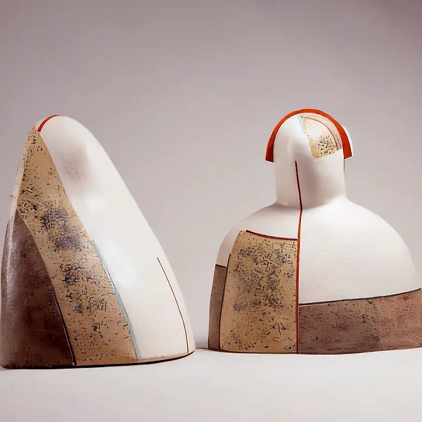 On White: Two, 1995, chamotte, glazes, engobes, 60x50x30, 70x50x35
