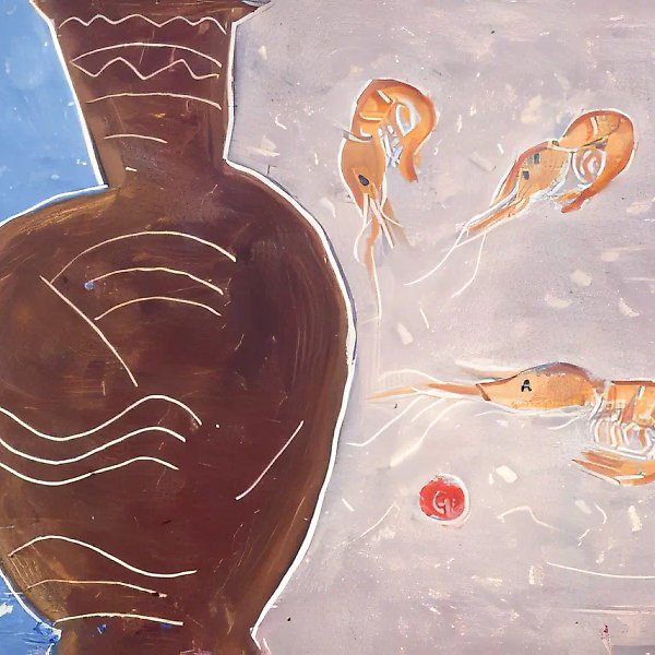 Креветки, играющие в мяч, 1961, картон, масло, 24х33