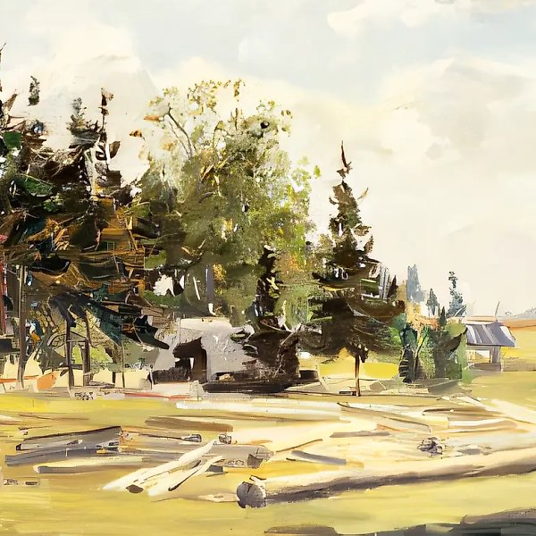 В деревне, 1960, картон, масло, 21х32,5