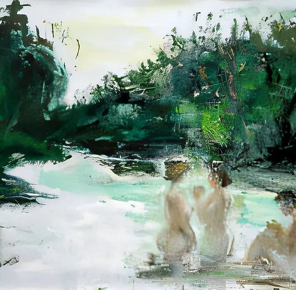 Bathers, 1996, Oil on canvas, 100x200