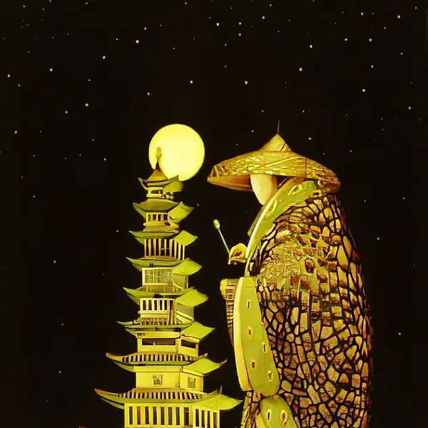Full Moon, 1995, paper, indian ink, 110x77