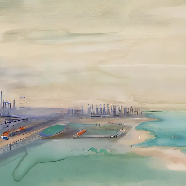 Индустриальный пейзаж, 1932, акварель на бумаге, 30x45