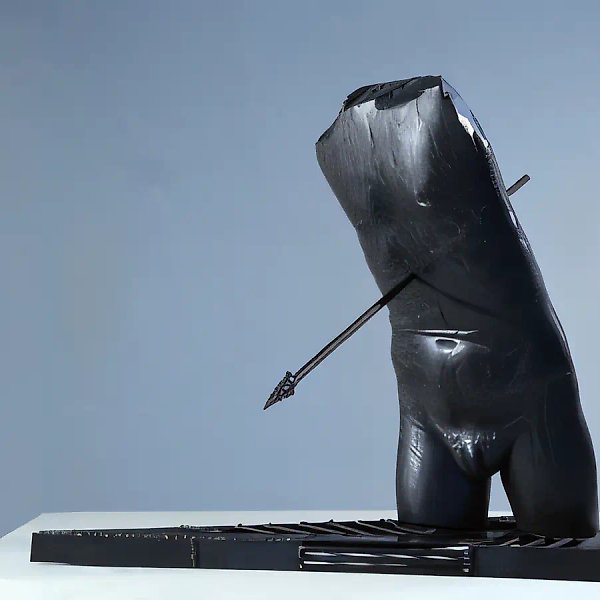 The last hero, 1995, wood and metal, 135x26x74