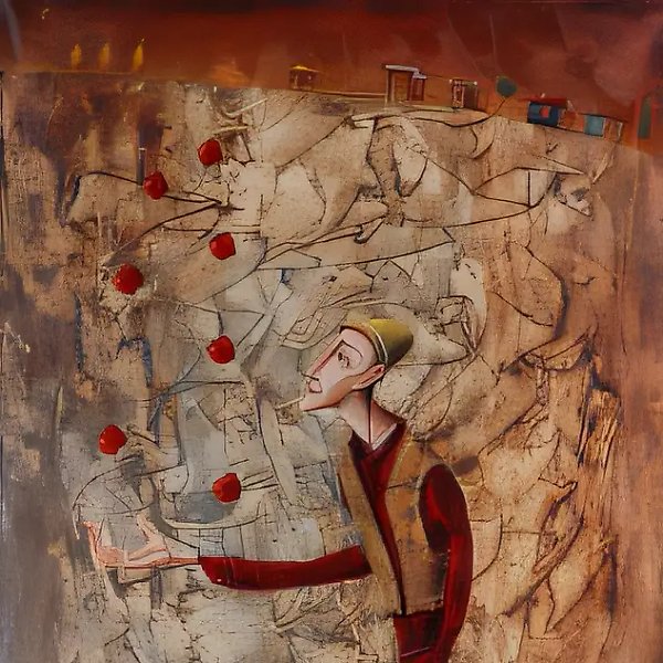 用苹果杂耍的人,1997年,布面油画,70x50