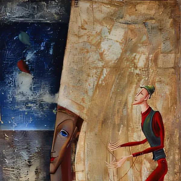 卖气球的人,1997年,布面油画,80 x 60