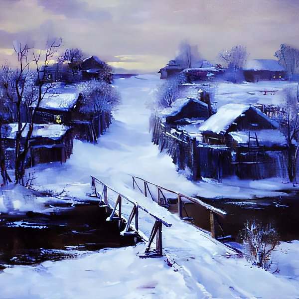 Winter Evening, 1996, canvas, oil, 50x55. $800