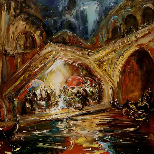 Ночное кафе в Венеции, 1996, холст, масло, 110х120