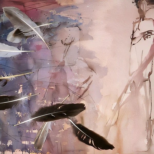 Leda and Suan, 1995, gouashe on paper, dry indian ink, collage, 56 x 76 Author`s property