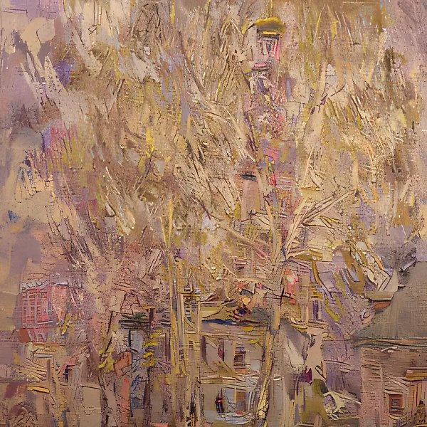 Весенний день. Новодевичий монастырь. Берёза, 1990, масло на холсте, 100x88. Фирма «Юкос»