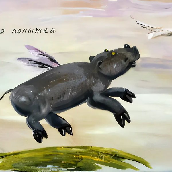 Первая попытка, 1995, масло на холсте, 40x60. Международный музей наивного искусства, Ницца, Франция