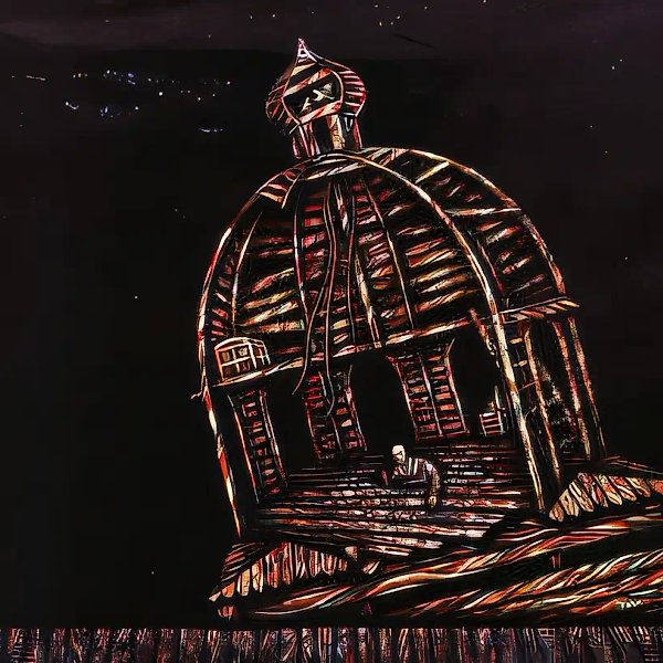 《有一天......》舞台布景草图。A.杜达列夫，1989年，布面油画，100×80厘米。赤塔州立话剧院。导演：叶·佐洛塔廖夫。