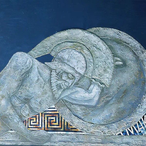 被击败的战士，1997年，画布，综合技法，100×120