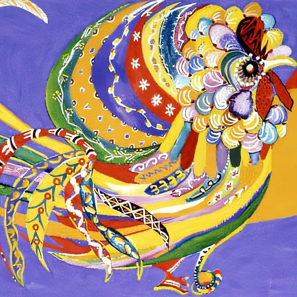 Rooster, 1973, cardboard, gouache, 36x46. State Vladimir-Suzdal Historical, Architectural and Art Museum