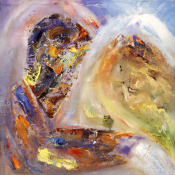 Горы, 1992, фанера, масло на холсте, 68x68. Собственность автора