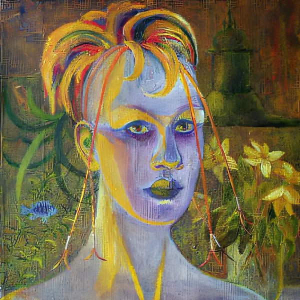 Портрет с маленькой рыбкой, 1988, масло на холсте, 35x35. Собственность автора