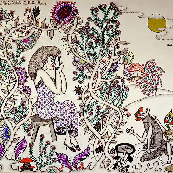 世界末日。狼人儿童,2000年,钢笔,墨水,银,金,58x43