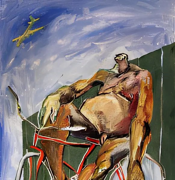 Bicyclist, 1973, cardboard, oil, 50 x 35 cm Author’s property