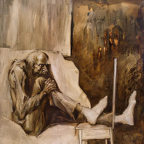 Old Man, 1993, canvas, acrylic, oil, 197x145. Author`s property